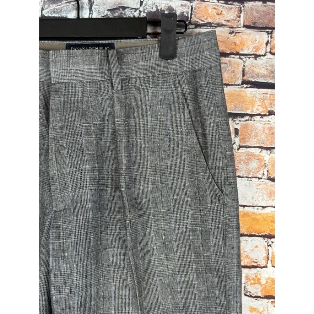 Banana Republic Men's Linen Blend Pants Check Pattern 29